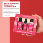 THE LOVE CO. Japanese Cherry Blossom Bath and Body Care Gift Set Box | Body Wash, Body Lotion and Mist
